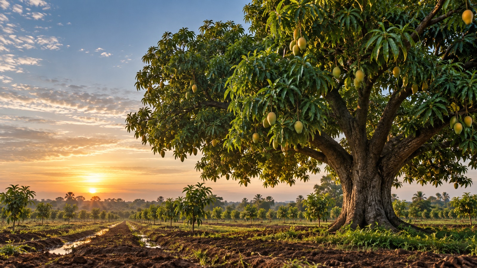 Campaign visualization of a mature mango tree and renewed orchard in Mirpurkhas