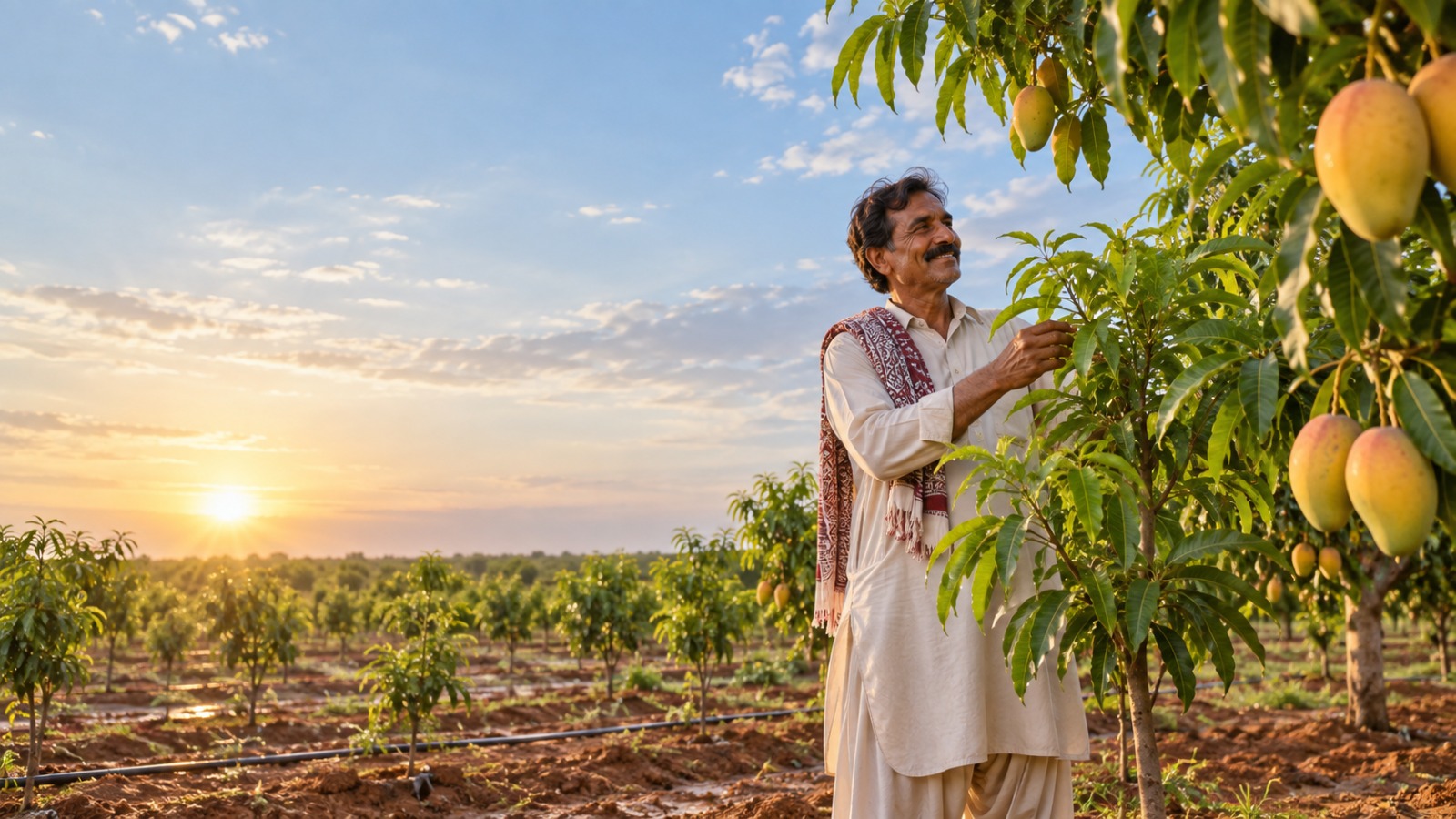 Campaign visualization of a smallholder mango farmer in a climate-resilient Mirpurkhas orchard